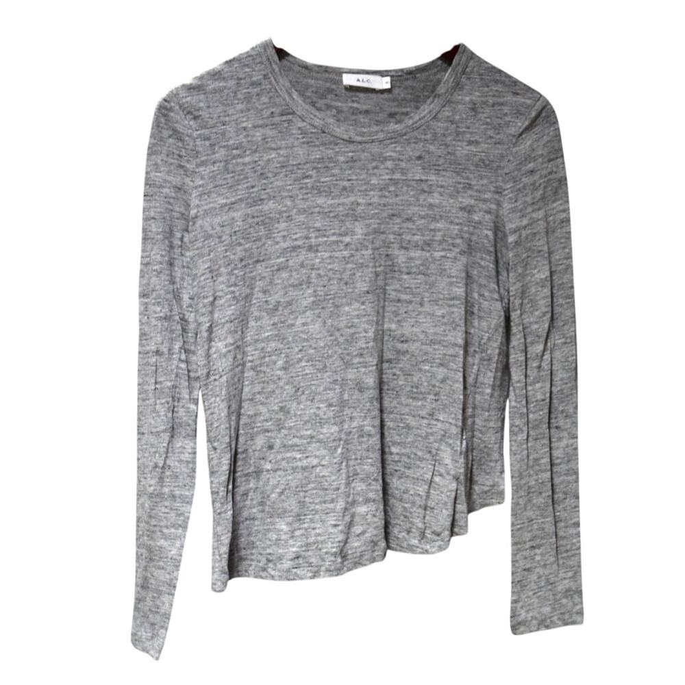 A.L.C. Heather Gray Long Sleeve Asymmetric Hem Top Size M